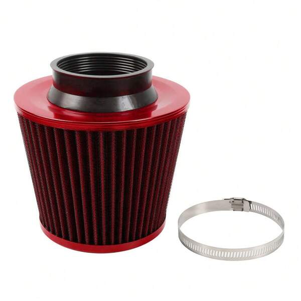 1-teiliger Luftansaugfilter, 76 mm Hochleistungs-Sport-Netzkegel-Luftfilterklemmen, Induktionskegel-Luftfilter, universeller Auto-Luftfilterkegel für Autorennen