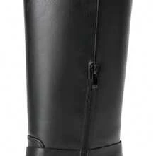 Women's Knee High Boots Side Zipper Chunky Heel  Western Shoes Classic Vintage Metallic Buckle Motorcycle Tall Boots For Autumn And Winter