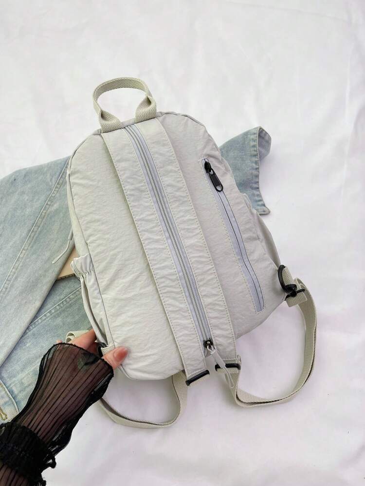 Fashionable Solid Color Women's Outdoor Backpack, Compact And Portable, Multi-Pocket Zipper Design, Suitable For Daily Use, Business Travel, Outdoor Activities, Can Accommodate Laptop - Multicolor - View 5