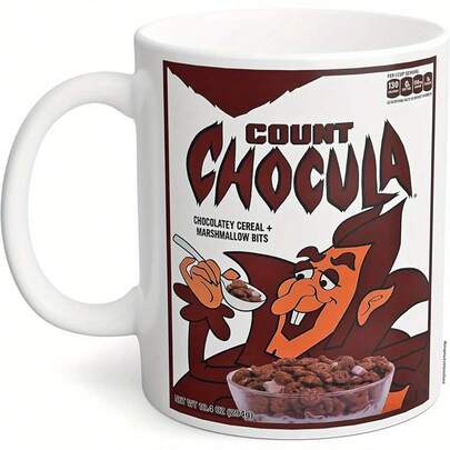 Count-Chocula 11 Oz Ceramic Coffee Mug - Retro Cereal Monster Design, Microwave And Dishwasher , Perfect For Breakfast Enthusiasts And Halloween Collectors, White With Retro Count Chocula Logo, Coffee Mug
