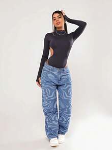 Backless Bodysuit Long Sleeve Leotard Fashion Blogger Stylish Feminine - 黑色 - 查看 7