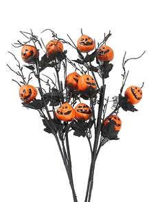 1 قطعة/4 قطع من باقة أوراق القيقب السوداء والقرع لعيد الهالوين، مصنوعة من مواد بلاستيكية، بطراز جوتيك بارتفاع 21 بوصة، سيقان قرع اصطناعية، أوراق القيقب وأغصان الهالوين للديكور الداخلي، قرع شبحي أسود ومراكز توت للديكور المنزلي وحفلات الاحتفال