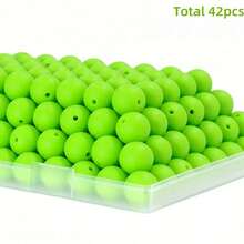 42Pcs Silicone Beads 12/15MM Round Bead For Jewelry Making To Make Bracelets DIY Keychain Necklace Jewelry Accessories And Round Silicone Beads For Pens