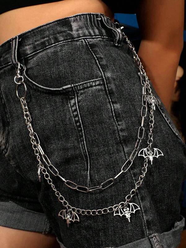 1pc Women's Fashionable Retro Punk Waist Chain, Double Circle Pendant Waist Belt, Versatile Accessory For Daily Wear Autumn-Winter Accessories Halloween Costume,Suitable For Teens, Youth,Men,Casual, Outdoor, Athletic, Vacation, Graduation Gifts, Birthday, Daily Wear