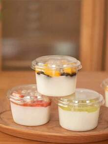 10/20pcs Reusable Cake Cups With Lids, Resistant To Breakage, For Yogurt, Coconut Milk, Pudding, Oatmeal, Cream Cakes, Transparent Dessert Cups Suitable For Cakes, Mousse, Cupcakes, Ice Cream