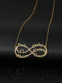 Dây chuyền tên chữ biểu tượng vô cực cá nhân hóa thời trang đa năng, trang sức tùy chỉnh, quà tặng sinh nhật, quà tặng kỷ niệm, quà tặng ngày lễ, quà tặng cá nhân hóa, quà tặng cho gia đình, bạn bè, phù hợp cho tiệc tùng, đi chơi - Vàng mờ - Xem 7