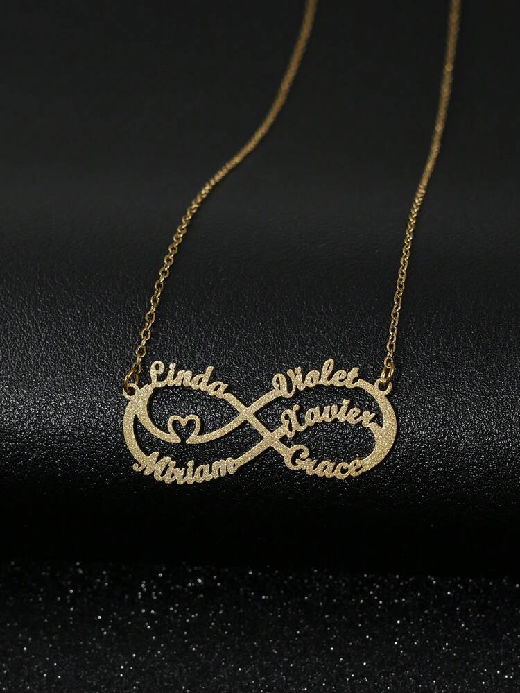 Dây chuyền tên chữ biểu tượng vô cực cá nhân hóa thời trang đa năng, trang sức tùy chỉnh, quà tặng sinh nhật, quà tặng kỷ niệm, quà tặng ngày lễ, quà tặng cá nhân hóa, quà tặng cho gia đình, bạn bè, phù hợp cho tiệc tùng, đi chơi - Vàng mờ - Xem 7