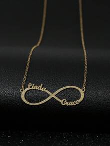 Dây chuyền tên chữ biểu tượng vô cực cá nhân hóa thời trang đa năng, trang sức tùy chỉnh, quà tặng sinh nhật, quà tặng kỷ niệm, quà tặng ngày lễ, quà tặng cá nhân hóa, quà tặng cho gia đình, bạn bè, phù hợp cho tiệc tùng, đi chơi - Vàng mờ - Xem 9
