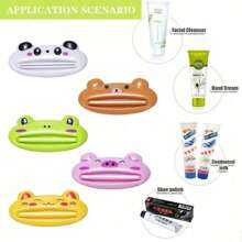 4pcs Toothpaste Squeezer, Dispenser, Holder, Face Wash, Toothpaste Dispenser, Manual Squeeze And Press Device, Small Practical Tools - Frog, Panda, Pig, Cat, Bear, Lip Shaped Toothpaste Squeezer, Christmas & New Year Small Gifts