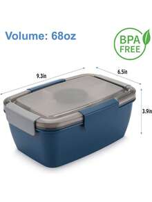 1pc All-In-One Salad Container - Large Salad Bowl, Bento Box Tray, Leak-Proof Dressing Container, Sealed Lid, Adult Healthy Lunch Fork; Dishwasher/Microwave Friendly, Kitchen, Christmas Gift - Multicolor - View 11