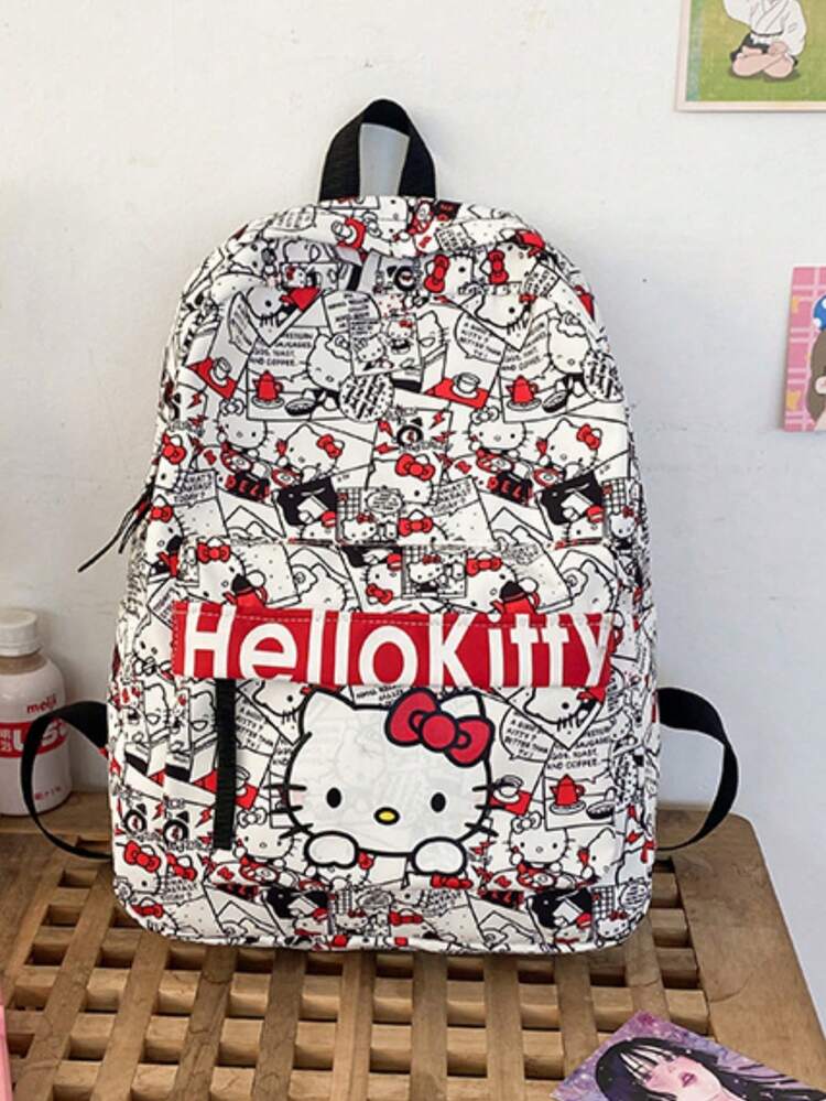 1 件  印花优质  学生书包可爱  大学生背包大容量背包收纳袋涂鸦背包适合日常使用、节日装扮、礼物 - 彩色 - 查看 11