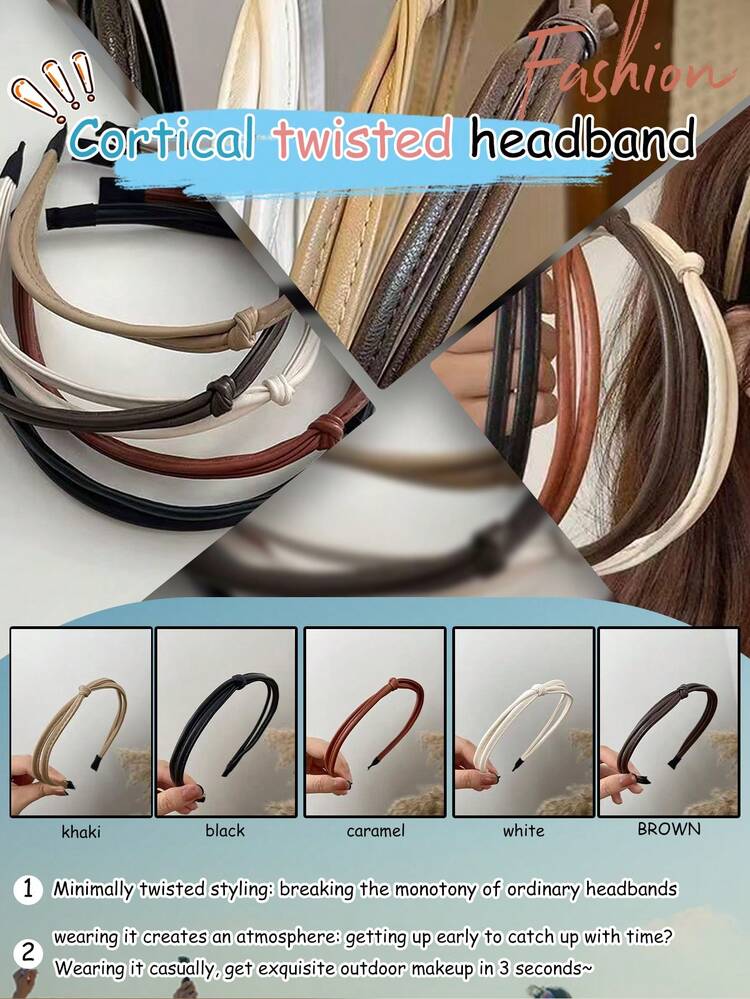 1 chiếc băng đô da mỏng cho nữ, kẹp tóc đan chéo, khăn trùm đầu, dây buộc tóc thắt nút tối giản, phụ kiện đội đầu đa năng cho đi chơi, gội đầu, tắm rửa, trang điểm, đi làm hàng ngày, du lịch, đi biển, đi học, phụ kiện trang phục ngày Valentine, kẹp tóc tối giản thanh lịch, băng đô, dây buộc tóc, dụng cụ tạo kiểu tóc, phụ kiện tóc thời trang, kẹp mái, kẹp, băng đô, phụ kiện nữ, phụ kiện tóc, băng đô cài tóc cho nữ, phụ kiện đội đầu - Nhiều màu - Xem 3