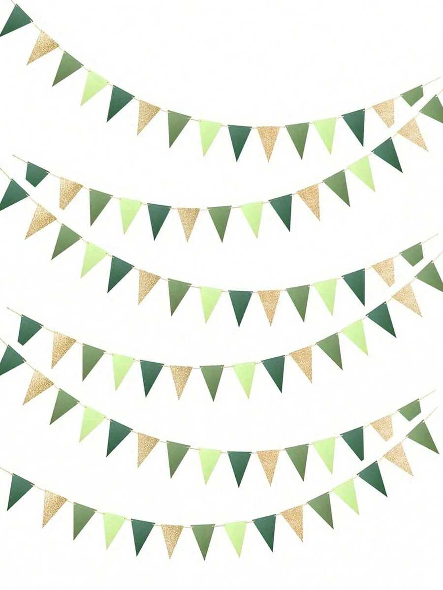 1 Bộ cờ tam giác màu vàng kim loại và xanh lá cây, trang trí tiệc mừng em bé, tiệc cô dâu, tiệc sinh nhật, tiệc độc thân, lễ đính hôn, lễ hội ngày lễ Thánh Patrick, lễ Giáng sinh, năm mới, ngoài trời, sân vườn - Nhiều màu - Xem 1