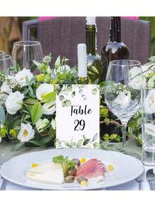 31 peças Números de Mesa de Casamento Dupla Face Dourados 1-25/30 com Número de Mesa Principal - Design de Eucalipto Verde, Adequado para Casamento, Aniversário e Decoração Central da Festa do Chá de Panela, Cartões Dupla Face de Eucalipto Verde Decoração Central da Festa para Casamento, Chá de Bebê, Aniversário, Chá de Panela (Dourado, Preto)