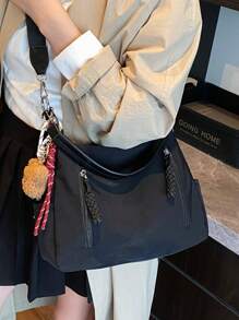 Sac à bandoulière mode polyvalent grande capacité Merlard Retro 2025 à texture mate, sac de plage haut de gamme, sac fourre-tout, sac de courses, grand sac, sac à main à texture de niche, sac bandoulière croisé à fermeture éclair à double bretelle