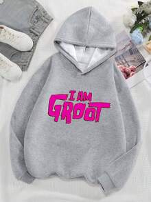 Pullover für Jungen/Mädchen, Rundhalsausschnitt, Langarm, Herbst, "I Am Groot"-Slogan, Marvel-Charakter, lässig, vielseitig, langärmelig, locker, für Zuhause/zurück zur Schulzeit