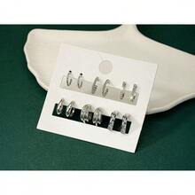 6 أزواج من أقراط الأذن الصغيرة الرقيقة ذات التصميم الهندسي غير المتماثل والأنيق والمناسب للاستخدام اليومي للنساء