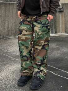 Camouflage Cargo Pants For Men Fashionable Casual Loose Wide Leg Pants With Pockets