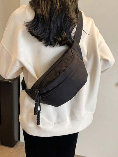 1件装女士休闲撞色胸包，学生运动包，多功能腰包，适合日常、户外运动、跑步、旅行、休闲（女士腰包）