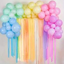 6 rollos de cinta de papel de colores pastel vibrantes - 393,7 pulgadas por rollo, colores suaves, cintas de papel crepé elegantes, adecuadas para decoraciones de cumpleaños, bodas y fiestas, manualidades y celebraciones - Multicolor - Ver 2