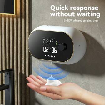 1 stuk, Automatische zeepdispenser, contactloos, automatisch, handsfree, lotion, wandmontage, vloeibare afwasmiddeldispenser, elektrische, plastic, moderne, slimme, oplaadbare handzeepdispenser voor badkamer en keuken