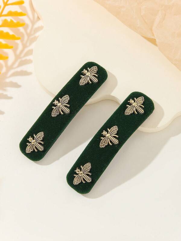 2pcs Flannel Bee Hair Clip For Bangs And Side Hair, Elegant And Cute For Daily, School, Party Or As Gift Claw Clips Hair Claws Hair Barrettes, School Stuff, College, Hair Accessories