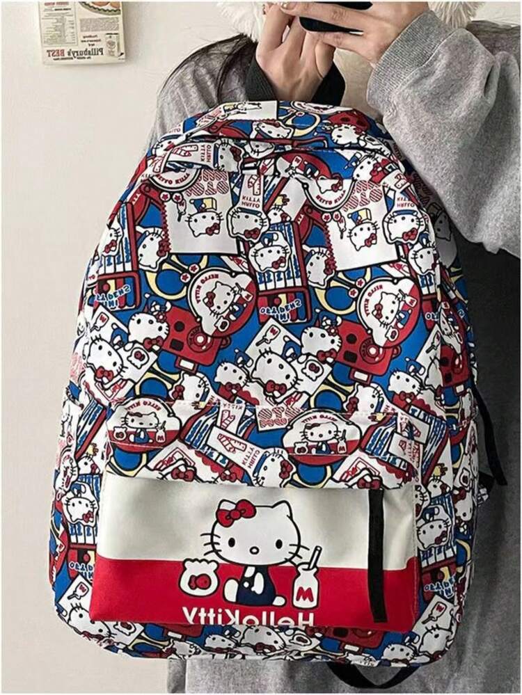 1 件  印花优质  学生书包可爱  大学生背包大容量背包收纳袋涂鸦背包适合日常使用、节日装扮、礼物 - 彩色 - 查看 7