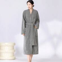 1pc Thick Autumn/Winter Plush Soft Robe, Vacuum Compressed Delivery, Shawl Collar, Loungewear, Bathrobe, For Women, Adults, Students, Casual, Bathing, Salon, Personal Use, Gift - Multicolor - View 4