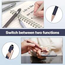 1/10Pieces Ballpoint Pen With Stylus Tip, Metal, 2 In 1 Stylus Ballpoint Pen 1.0 Mm Black Ink For Smartphone, Tablet