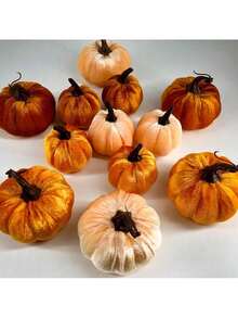 NetHong 12Pcs Fall Artificial Pumpkins Fake Velvet Pumpkin Autumn Halloween Party Decor - Multicolor - View 12