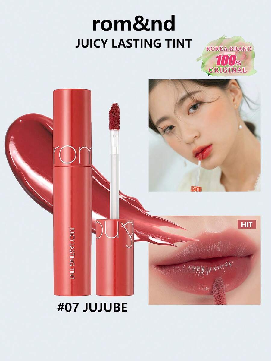 Rom&nd Romand 持久保湿唇彩 07 约会红，Romand 液体唇膏，唇釉，保湿亮泽妆效，持久显色，MLBB（My Lips But Better，我的嘴唇，但更美），保湿，高显色度，打造自然透明妆容，日常唇彩，韩国化妆品，礼盒套装 - 07 Jujube - 查看 1