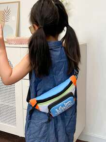 Mini Size New Kids Waist Bag, Graffiti Letter Contrast Color Chest Bag, Hiphop Street Style Crossbody Bag