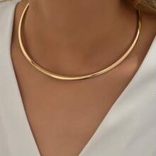 1 European And American Street Hip-Hop Punk Style Metal Cool Style Niche Glossy Design Women's Collar Suitable For Party Vacation Wear - 金色 - 查看 5