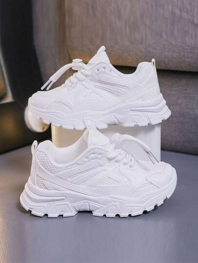 1双儿童透气运动鞋女童软底休闲鞋男童新款运动鞋女童儿童跑步鞋舒适防滑小白鞋适合户外活动