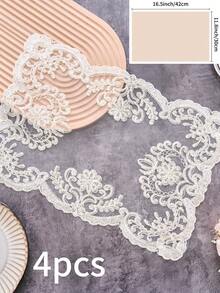 1/2/4/6pcs French Vintage Style Rectangular Lace Placemats, Embroidered Floral Line Design, Solid Color, Suitable For Dining Table, Bedside, Wedding, Hotel, Daily, Festival, Party, Home Decor, Dorm, Photography Background, All Seasons - Multicolor - View 14