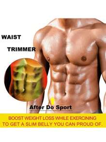 1pc Men's Sports Waist Trainer Vest, Rubber Sweat Enhancing Body Shaper, Fitness Tummy Tucker, Long Torso Abdomen Wrap Waist Trimmer Belt - Multicolor - View 6