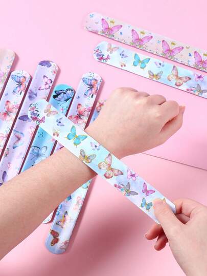 12 件/套春季蝴蝶混合主题 1 岁生日派对拍击手链、春季蝴蝶混合图案婴儿送礼会礼物派对回礼、性别揭秘派对回礼、完美的装饰派对礼物、1 岁生日派对性别揭秘派对装饰趣味拍击手链、迎婴派对装饰、性别揭秘派对交换礼物、迎婴派对礼物、1 岁生日小礼物