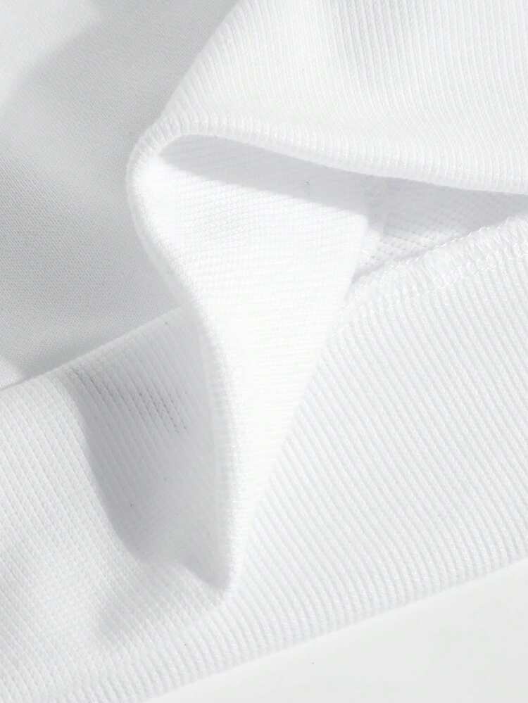 2026秋冬客製化女款寬鬆白色連帽衛衣，前胸蝴蝶結與字母印花，可愛派對風 - 白色 - 查看 9