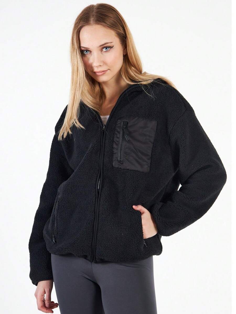 Casual Solid Color Hooded Jacket, Autumn/Winter