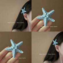 2pcs Ocean Theme Hair Accessories For Women - Starfish Hair Clips, Pearl Starfish Hair Clamp, Side Clamps Duck Clips, Beach Vacation Style Decorative Hairpieces, Claw Clips, Hair Claws, Hair Slide, Hair Barrettes, Alligator Hair Clip, School Stuff, Pearl Hair Accessories