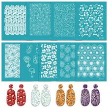 Plantilla de serigrafía de arcilla polimérica con patrón asimétrico, serigrafía de arcilla, utilizada para decorar pendientes de arcilla y otras joyas de arcilla