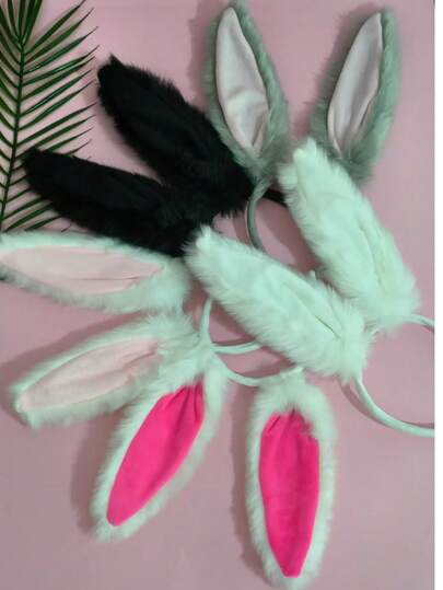 1pc Furry Bunny Ears Headband, Suitable For Halloween, Easter Costume, Bar/Club Stage Performance Decoration