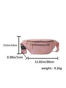 Solid Color Waist Bag, Women's Zipper Front Fanny Pack With Adjustable Strap, Preppy Bum Bag For The First Day Of School