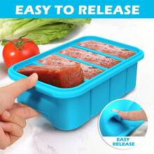 Silicone Freezer Tray With Lid, Food Storage Container, 1 Cup Portion, Ice Cube Tray For Soup Sauce Meal Prep, - Màu xanh lam - Xem 6