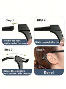 زوج/3 أزواج/5 أزواج من خطافات الأذن السيليكونية المانعة للانزلاق، أكمام ساق النظارات، مثبت إطار النظارات، قبضات شفافة، حامل النظارات، إكسسوارات النظارات