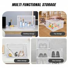 6 PCS Transparent Clear Sneaker Display Organizer, Storage Box Shoe Box Magnetic Closure Stackable, Space Saving, Plastic Organizers Boxes Stackable - Clear - View 6