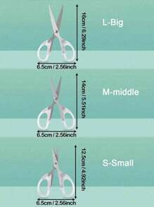 3 Sizes Available Clear Stainless Steel Scissors, Simple Multipurpose Art Scissors For Office, School, And Home Back To School