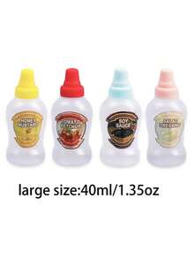 4 件迷你酱料瓶 - 便携式调味品挤压容器，用于番茄酱、油、酱油、蜂蜜和沙拉酱 - 适用于午餐盒、户外野餐派对和厨房使用圣诞礼物、学校用品 - 多色 - 查看 16