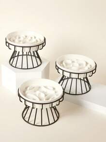 PETSIN Ceramic Slow Food Bowl Cervical Spine Protection Frame Dog Basin Anti Knock Small Dog And Cat Food Bowl Anti Choking Dog Bowl