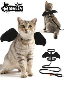 Interesting Pet Bat Wing Harness Leash Costume, Cat Dog Chest Strap Leash Set, Suitable For Daily Outdoor Walking And Halloween Costume